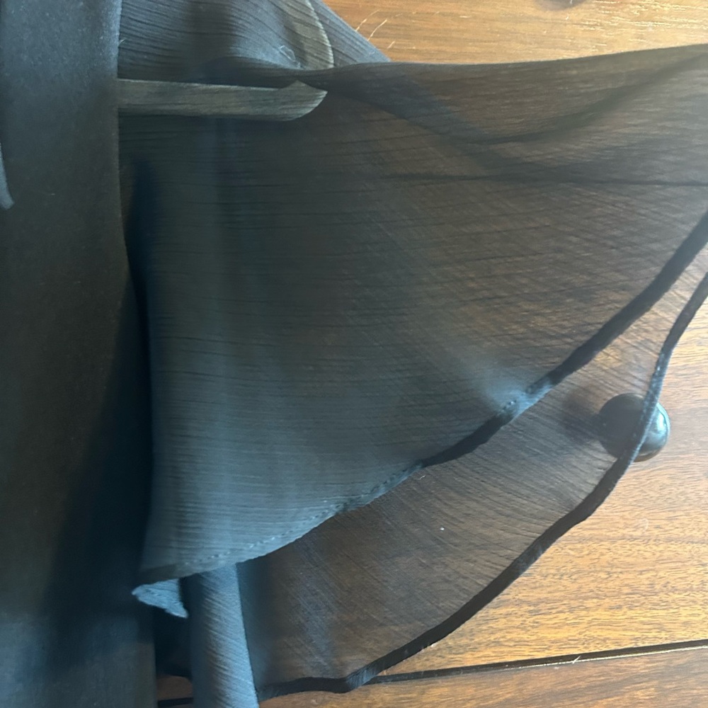 CALVIN KLEIN TIE NECK CHIFFON FLUTTER SLEEVE SHEATH DRESS, BLACK, SIZE 2 - Picture 7 of 12